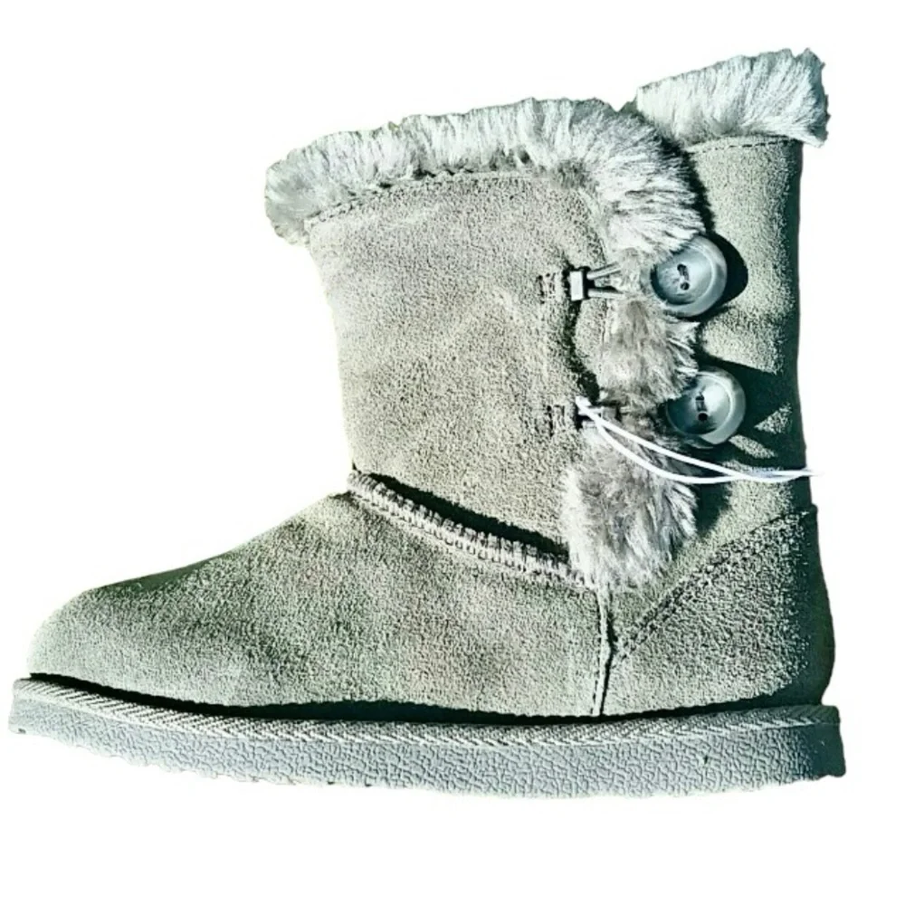 Cherokee Kids 8 Jaye Suede Boots, Winter, Shearling, Gray NEW